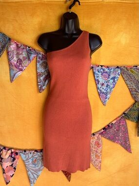 House of Harlow 1960 One-Shoulder Terracotta Dress